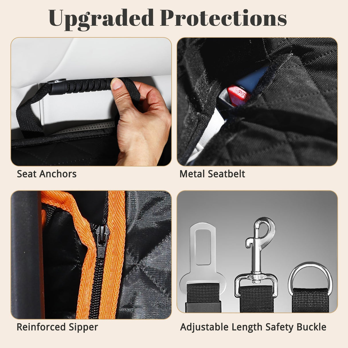 IIVZJY Back Seat Extender for Dogs - Anti-Scratch & Waterproof Backseat Protector, 600D Upgraded Material Pet Hammock with Mesh Window, Easy to Clean Dog Bed for Car, SUV, Truck,Orange