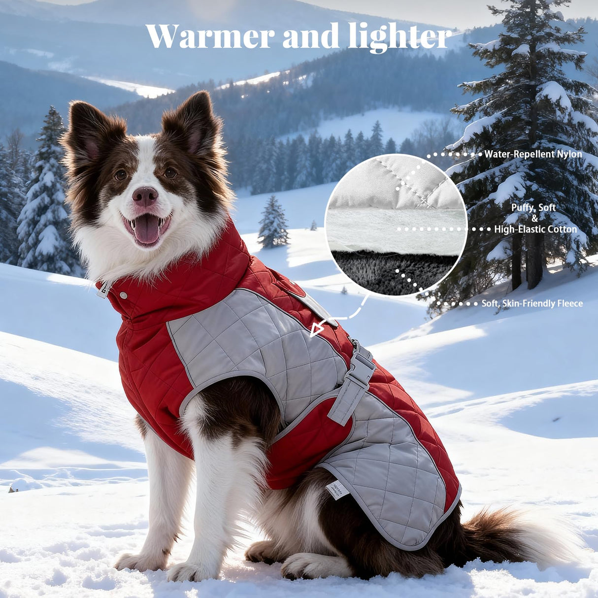 BECROWM Dog Coat Dogs Jacket Waterproof Reflective Adjustable Dog-Winter Coats for Small/Medium/Large Dogs Dachshund Coat-(Red, X-Large)