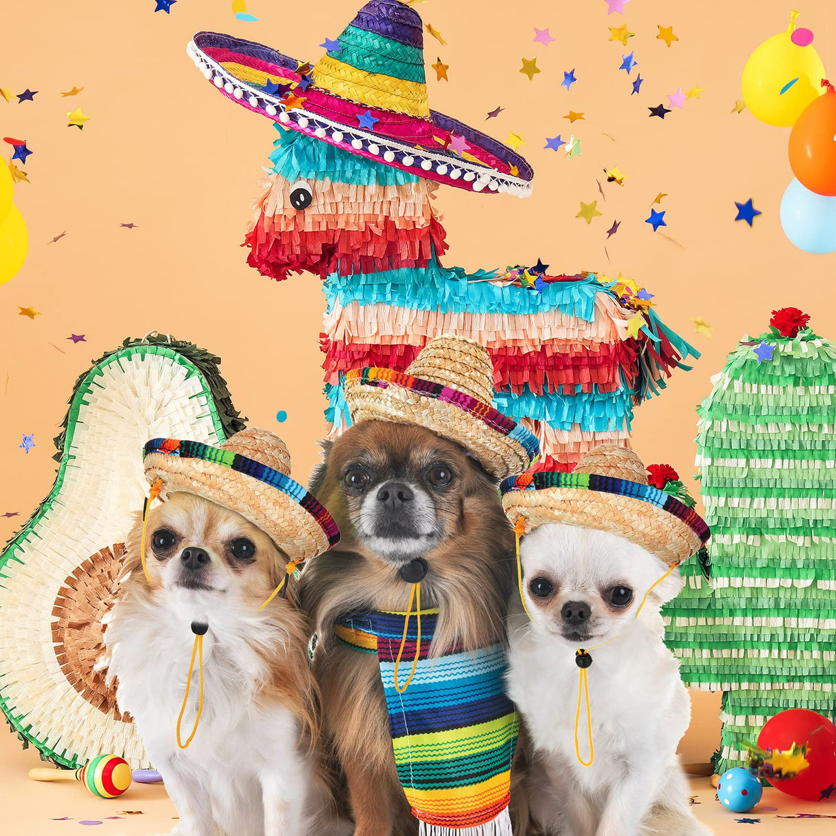 Tudomro 20 Pieces Dog Sombrero Hat Mini Pet Straw Hat Dog Mexican Costume for Small Pets Puppy Cat Chihuahua Decoration(Vivid Style)