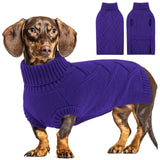 Queenmore Dog Sweaters for Medium Dogs Pit Bull Sweater for Dogs Boy Girl Winter Christmas Sleeveless Turtleneck Cable Knit Stretchy Sweatshirt Dog Sweaters Pet Clothes Xmas Outfits (Orchid, Medium)