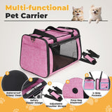 YUDODO 25 lbs Lightproof Soft Sided Pink Pet Carrier for Large Cat & Small Dog Airline Approved Travel Bag Puppy Carriers with Side Pockets & Reflective Mesh, Foldable Portable for Outdoor Car