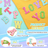 WILLBOND 52 Pcs Chenille Letter Patches Bulk Self Adhesive Letter Patches for Backpacks Stick on Letters Embroidered Applique Patch for Clothing Hats Halloween Christmas Supplies(Multicolor)