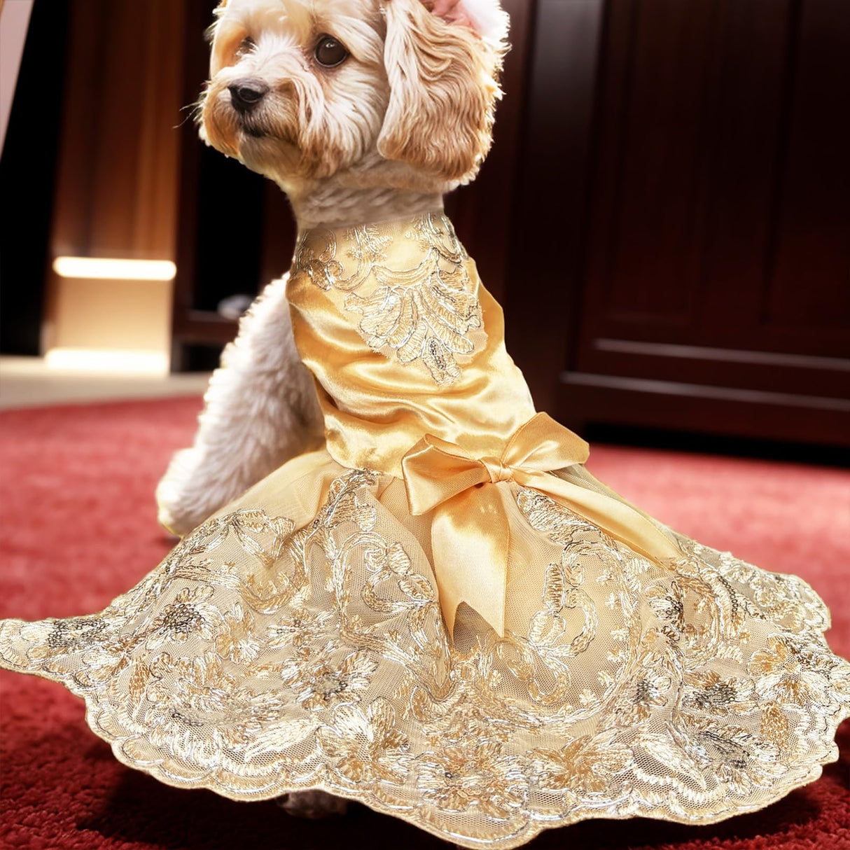 JcDuDoi Lolita Luxury Dog Princess Dress for Small Dogs Girls,Embroidered Sweet Pet Clothes Wedding Birthday Party Puppy Dresses,Cat Apparel Accessories Costumes Outfit Skirt（Small）