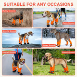 SeranPup M Orange Stay-On Suspender Dog Boots | Anti-Slip Waterproof | Adjustable Dog Shoes Paw Protector for Medium Dogs Outdoor Walking Hiking