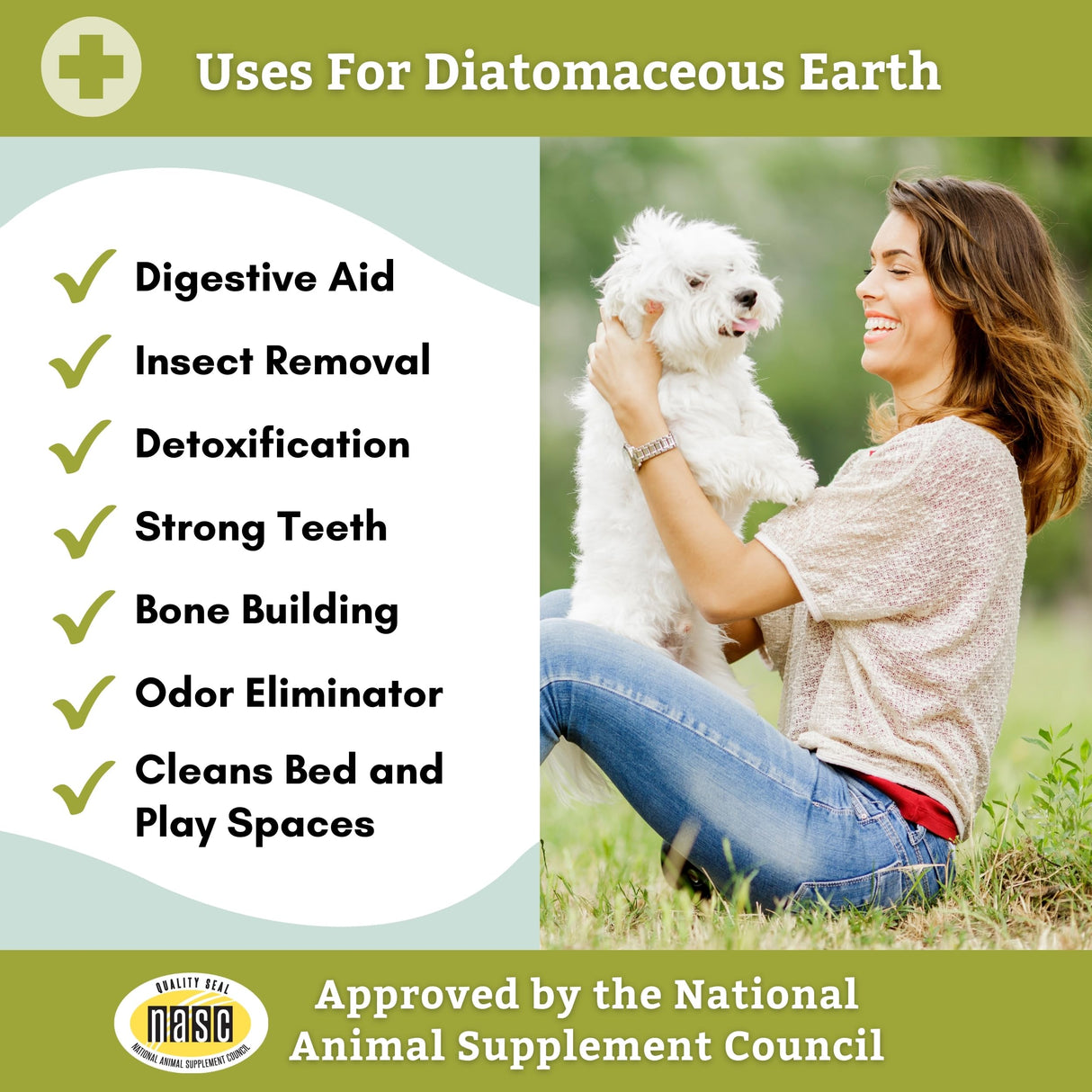 Wholistic Pet Organics Diatomaceous Earth - Food Grade for Dogs & Cats - 13 Oz - Multi Use Powder - Pet Safe Non-Chemical Freshwater Sourced Silica Supports Overall Health - Made in USA - 105 Scoops