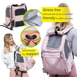 Wildgogo Expandable Pet Carrier, Airline-Approved Foldable and Detachable Backpack, Fits 13lbs Cat&11lbs Small Puppy Dog, for Car Travel,Camping and Emergency Transportation and Shelter (Pink)