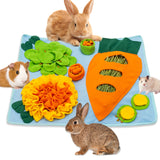 Rabbit Hay Feeder - Interactive Polar Fleece Pet Foraging Mat Toy Indoor for Guinea Pig Bunny Chinchillas Hamster Ferrets Small Animals - Anti Slip Feeding Mat Treat Dispenser Machine Washable