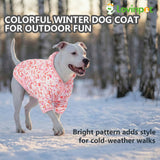 LovinPet Warm Dog Sweater, Flannel Sweater for Large Dogs, Warm Winter Clothes with Front Sleeves, Soft Onesie Pajamas for Short-Hair Breeds, Small Dots Light Pink Prints, L