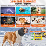 SlowTon Quiet Ears Dog Hoodie - 2 Pcs Ear Wrap Dog Ear Muffs Noise Protection, Anxiety Relief Dogs Hat Calming Hood Head Cover, Pet Headband Dogs Ear Protector for Grooming, Force Drying (Grey,S)
