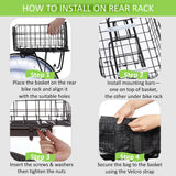 Bike Basket Suit for Front/Rear/Side of Bicycle with Removable Liner Bag, Dog Bike Basket Carrier for Travel, Large Size Basket More Storage, Ebike Accessoriest for Pets, Fruit & Grocery