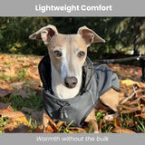 Lucolove Self-Heating Thermal Insulated Dog Coat - Waterproof Winter Jacket for Small, Medium, Large Dogs - Lightweight Non-Bulky Fit, Easy On/Off Clip, Hair-Free Lining (2XL)