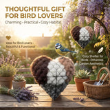 BomKra Handmade Alpaca Fiber Bird Nesting Heart, Refillable Birds Haven Heart Shape Hummingbird Nesting, Winter Tree Shelter for Wild Bird, Hummingbird House & Unique Garden Art Gift for Birds Lovers