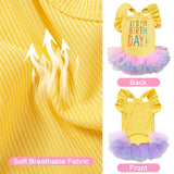Yaopelky Dog Birthday Dress It's My Birthday Dog Dress Small Doggy Girl's Tutu Dresses Ruffle Sleeless Puppy Clothes Tulle Lace Skirt Pet Costume Cat Outfits (Yellow, S(6.5-12lb))