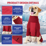 BRKURLEG Full Body Dog Winter Coat Warm Fleece Pullover Pajamas, Four Legs Covered Windproof Dog Jacket for Small to Large Dogs, Turtleneck Dogs Snowsuit, Pet Cold Weather Clothes, Red XXXL
