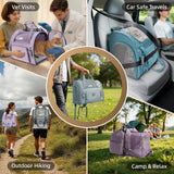 Lollimeow Expandable Cat Carrier Backpack for Large Cats - Airline Approved Pet Carrier Backpack for Small Dogs, Hiking & Travel, Waterproof with Breathable Mesh, 14lbs Capacity (Polar Blue, Standard)
