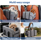Dog Car Seat for Small Dogs - Portable Center Console Booster Seat with Anti-Collapse Design & Safety Tethers, Pet Travel Carseat Up to 15 lbs- Black