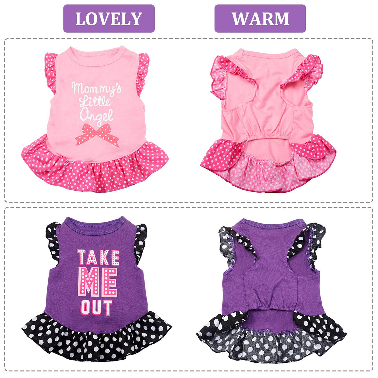 Frienda 4 Pieces Dog Dress for Small Dogs Cute Dog Costumes Puppy Shirt Skirt Dresses Pet Holiday Clothes Apparel for Cats Puppy(M)