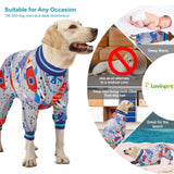 LovinPet Dog Pjs, Wound Care, Surgery Recovery Clothes, Large Pitbull Pajamas, Lightweight Stretchy Jersey Knit, Galaxy World Gray Print, Big Dog Jammies,UV Protection, Pitbull Pajamas, Pet PJ's, 2XL