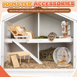 Sonwyoung 6 Pcs Hamster Toys Set, Maze Wood House, Climbing Ladder Wooden Bridge Tunnel Toy Platform Silent Exercise Running Wheels and Water Bottle Set for Rat Guinea Pig Habitat Cage(Basic)