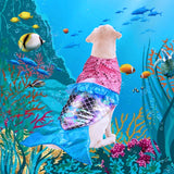 Mermaid Dog Costume - Funny Shiny Halloween Mermaid Costume for Small to Medium Dogs Puppy, Pet Cat Cosplay Outfit Apparel for Christmas Birthday Parties Photo Props