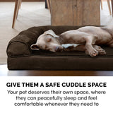 Furhaven Cooling Gel Dog Bed for Large Dogs w/ Removable Bolsters & Washable Cover, For Dogs Up to 125 lbs - Plush & Suede Sofa - Espresso, Jumbo Plus/XXL
