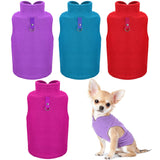 SATINIOR 4 Pieces Stretch Fleece Dog Sweater Polyester Warmer Vest Pullover Jacket with D-Ring Leash Cold Weather Coat Hoodie for Small and Medium Dogs(L,Purple, Blue, Rose, Red)