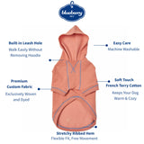 Blueberry Pet Essentials Dog Hoodie – 22 inch, Cotton‑Blend Sweatshirt with Hood, Coral, Machine‑Washable Small‑Dog Jersey