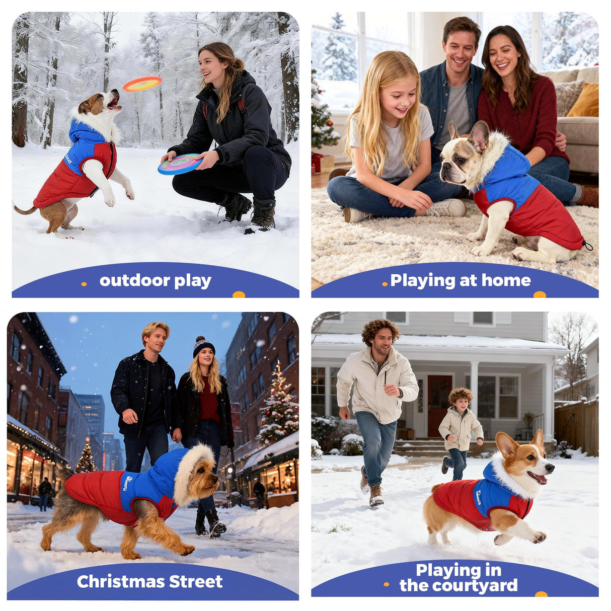 Dog Winter Coat with Hood, Fleece Lined Waterproof Dog Jacket,Warm Snowsuit for Small Medium Dog