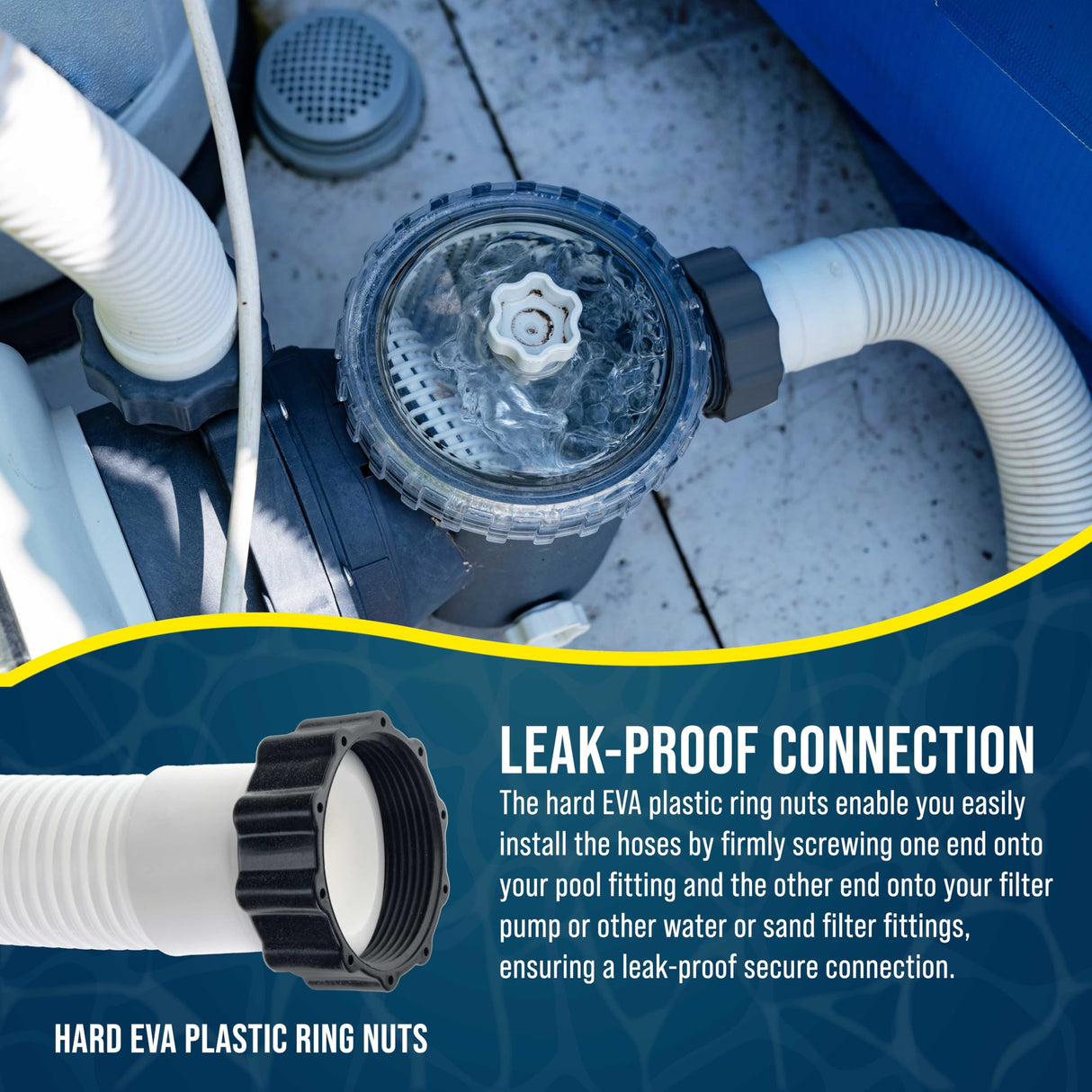 U.S. Pool Supply Above Ground Pool Hose Replacement 1.5" Diameter x 20" Long, Pack of 2 - Compatible with Intex Pool Filter Pump Hoses, Sand Filters, Saltwater Systems with 1,500 to 2,500 GPH