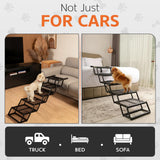 Foldable 5-Step Dog Stairs for Cars, Trucks & SUVs – Heavy-Duty Carbon Steel Pet Ladder Supports 230LB, Non-Slip Metal Mesh, Joint-Friendly Portable Ramp for Large & Small Dogs