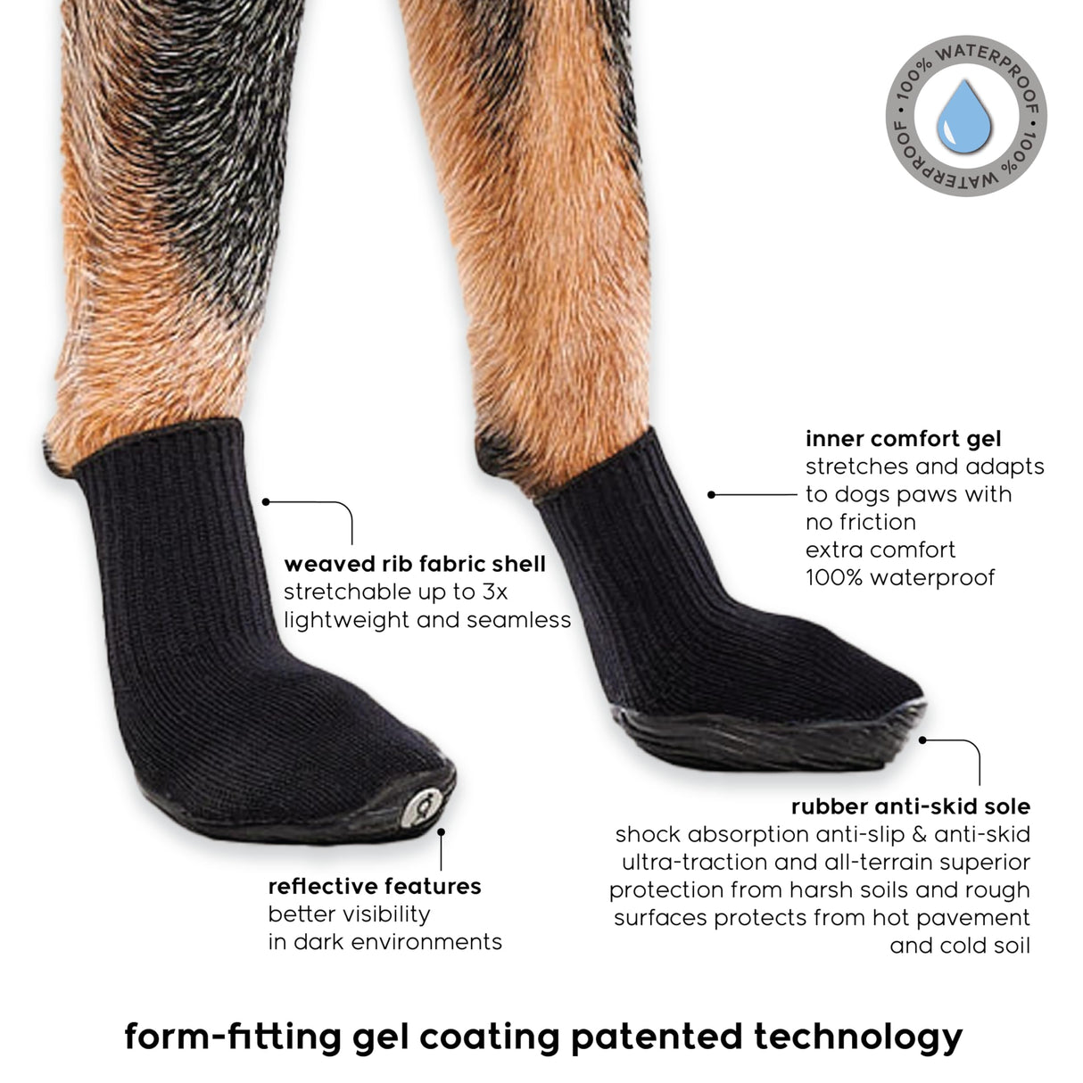 GOO EEZ Ultras Dog Boots (2 Boots per Pack) (Black, XL)