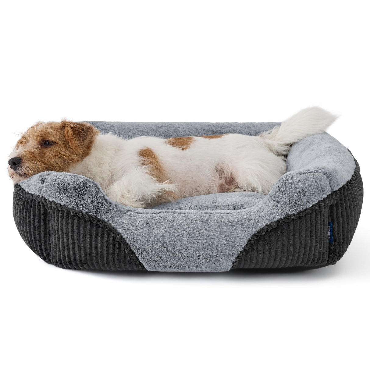 Bedsure Washable Dog Bed Small Medium Size Dog - Rectangle Fluffy Plush Pet Bed Puppy Bed, Comfy Corduroy Fleece and Nonskid Bottom,25x21x7inches,Suitable for Pet Up to 20lbs,Grey