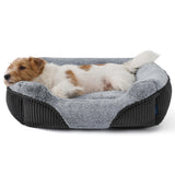 Bedsure Washable Dog Bed Small Medium Size Dog - Rectangle Fluffy Plush Pet Bed Puppy Bed, Comfy Corduroy Fleece and Nonskid Bottom,25x21x7inches,Suitable for Pet Up to 20lbs,Grey