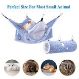 Mogoko Noctilucent Luminous Guinea Pig Rat Hammock Bunkbed Hanging Tunnel and Soft Bed Mat for Ferret Hedgehog Squirrel Hideout Cage Accessories (Tunnel and Bunkbed Hammock)