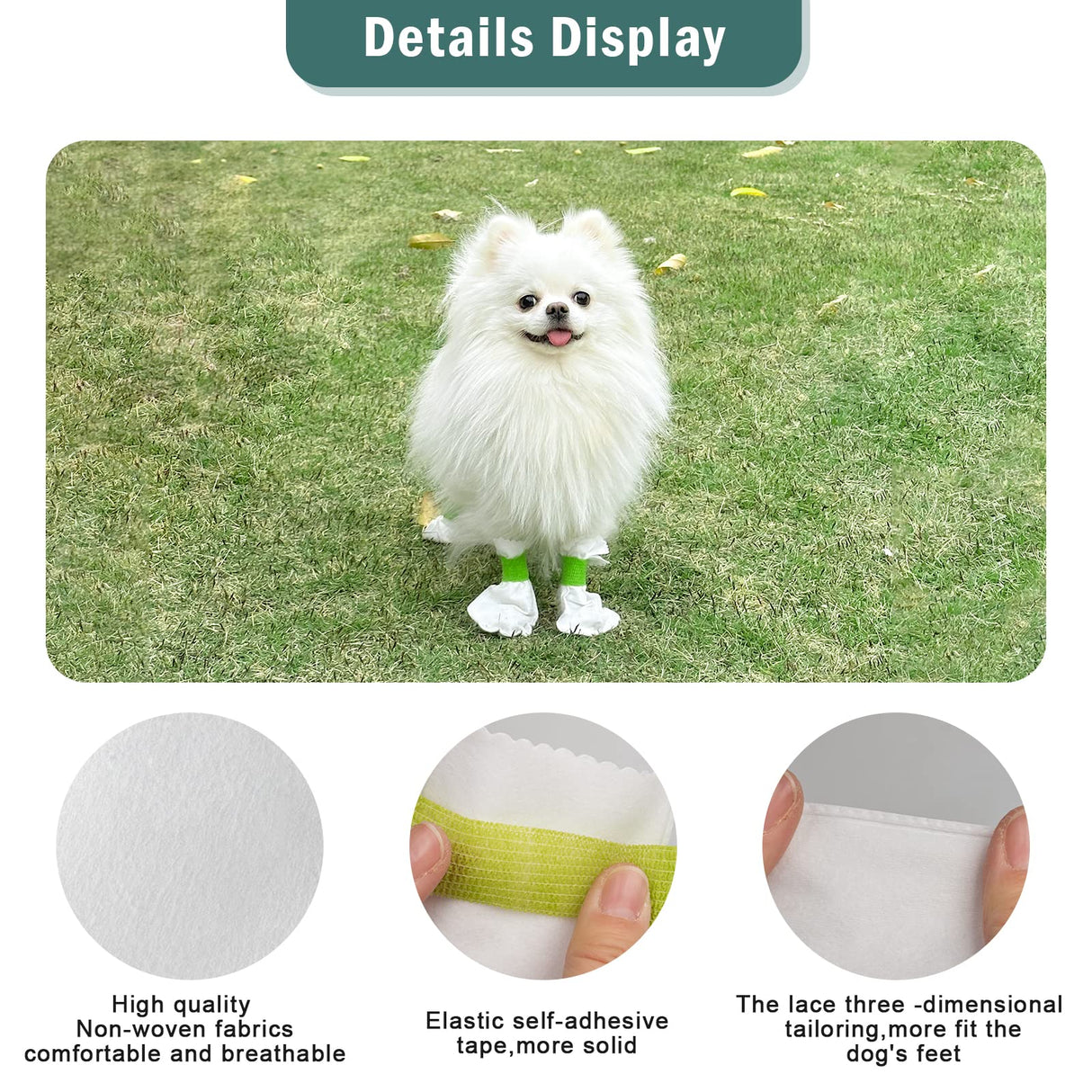 Ladadee Disposable Waterproof Dog Booties for Paw Protection, Dog Paw Socks Protector for Small Medium Dogs, Puppy Shoes with Adjustable Straps for Floors