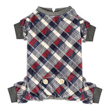 KYEESE Dog Pajamas Plaid Dog Pajamas for Small Dogs Boy Girl Comfy Coat Soft Doggie Jammies Stretchy Onesie Pet Clothes Velvet Pjs, Grey, Medium