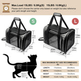Pucewmy Pet Carrier for Small Dogs Cats, Up to 15Lbs, Airline Approved Collapsible Travel Puppy Carrier, 17x11x11 Inches, Grey