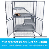 Paw Inspired Fitted Fleece Liners for Ferret Nation, Critter Nation Cage for Ferrets, Rats, Chinchillas, Hedgehogs & Other Small Animals (Gray, Double Unit Set)