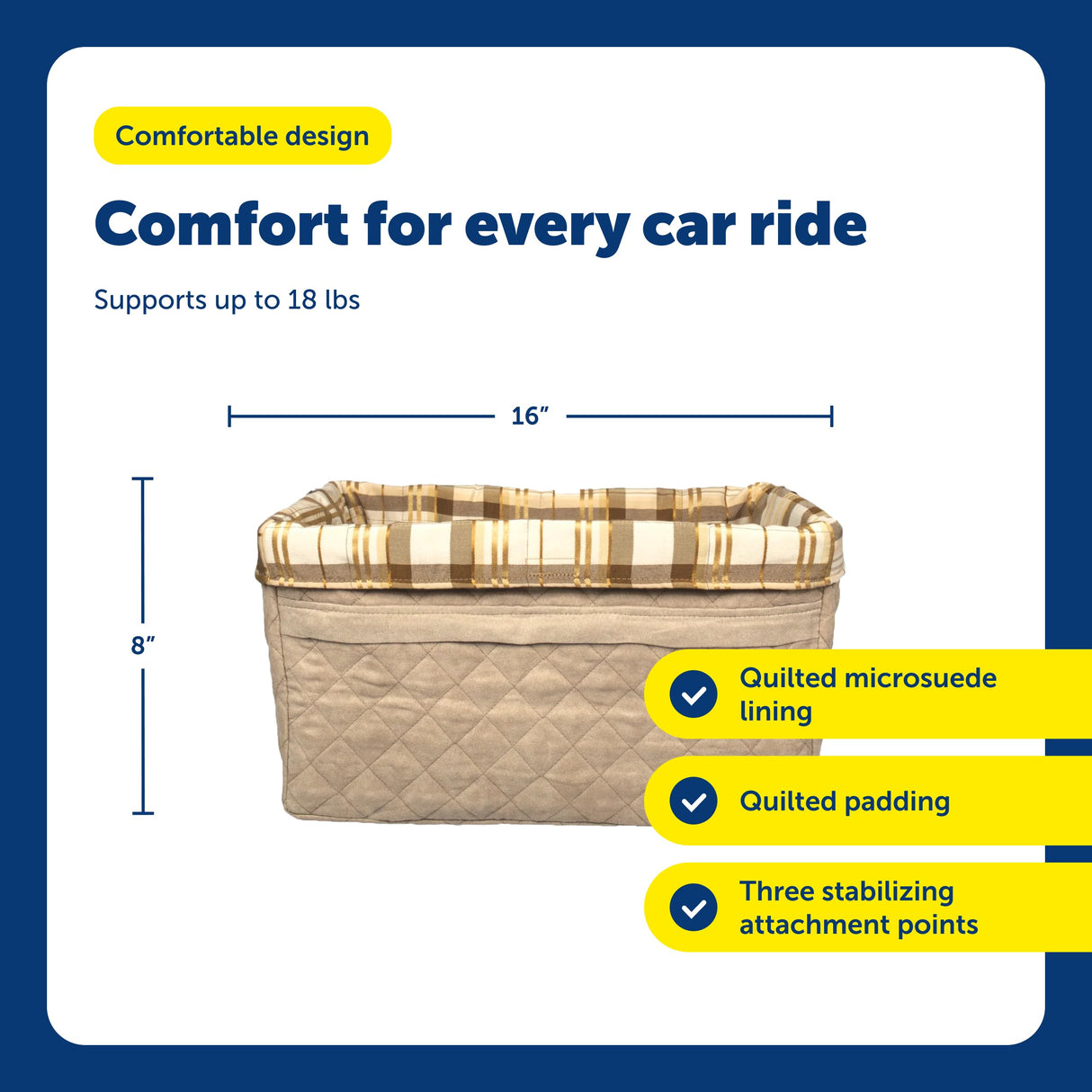 PetSafe Happy Ride Booster Seat for Dogs - Open Road Comfort - Safe Tether System - Zipper Pouch Dog Seat - Machine Washable Fleece Liner - Easy Install Design - Tan - Up to 25 lb