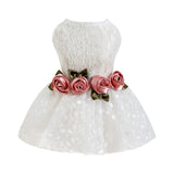 Fitwarm Luxury Rose Lace Pet Dog Weddding Dress Bride Clothes Formal Apparel, XX-Small