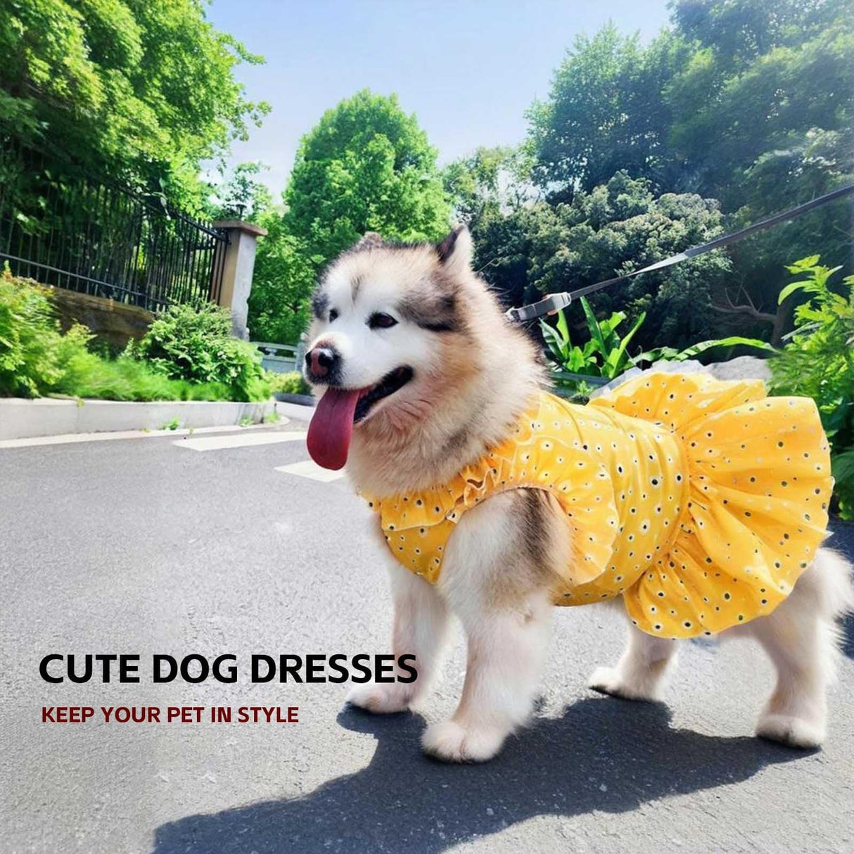 UOSIA Floral Girl Dog Princess Dress for Large Dogs- Designer Summer Pet Wedding Skirt Lightweight & Breathable for Birthday Party (Yellow, 4XL)