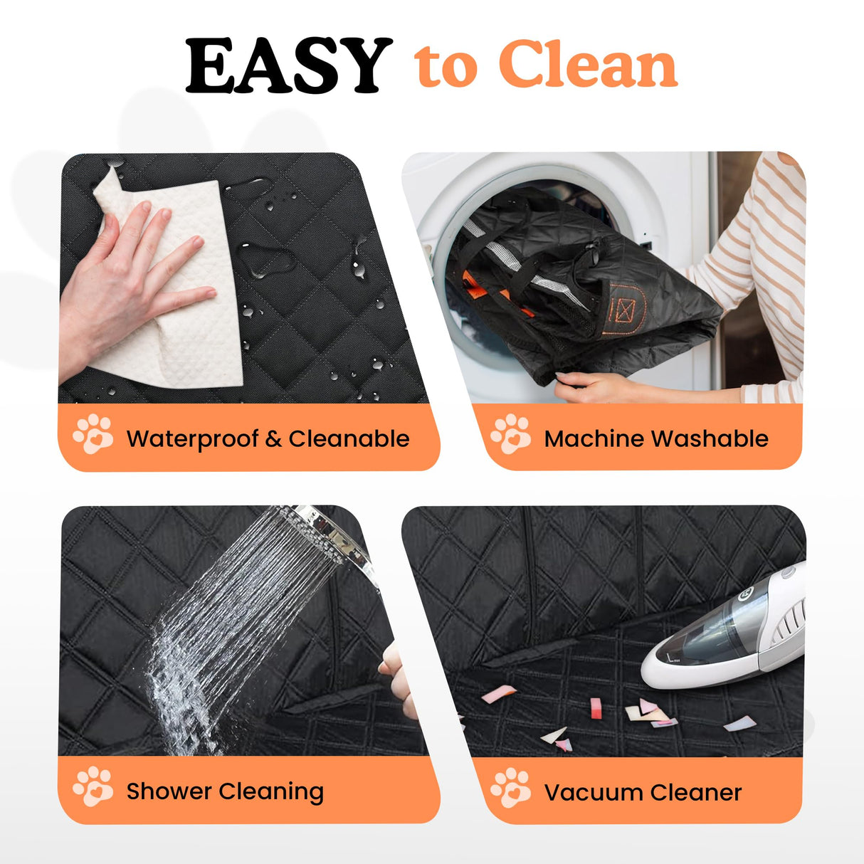 Dog Car Seat Cover For Back Seat, 100% Waterproof Hammock & Back Seat Protector 137*147 cm (54*58 in), Heavy Duty 600D Oxford, Non-Slip, Scratchproof, Easy to Clean, Universal Fit for Cars,
