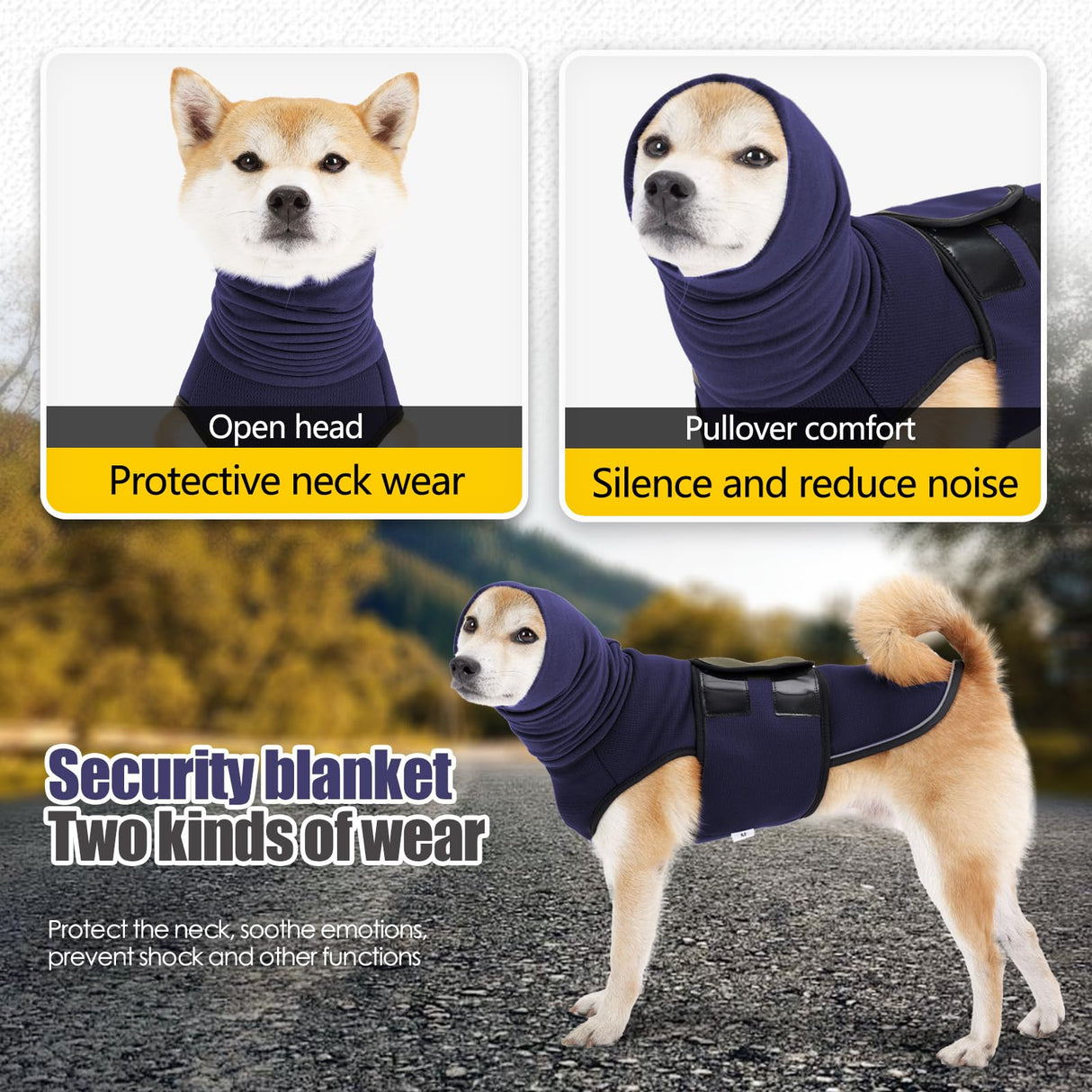 ODSSTAIPS Dog Anxiety Vest Hoodie,Dog Thunder Jacket Thunderstorm,Travel and Vet Visits,Blue XXXL