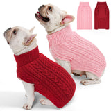 KCFESTIHUE 2 Pack Dog Sweaters for Medium Dogs Turtleneck Pullover Cable Knit Stretch Clothes French Bulldog Dachshund Boston Terrier Corgi Beagle Pug Boy Girl Pets Winter Clothes (M, Pink & Red)
