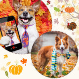 Eccliy 120 Pcs Thanksgiving Dog Bow Tie Bulk Fall Dog Grooming Bows Thanksgiving Adjustable Pumpkin Turkey Maple Leaves Pattern Pet Neckties for Small Medium Large Pet Cats