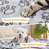 Luciphia 1 Pack 3 Blankets Fluffy Premium Fleece Pet Blanket Flannel Paw Printed Throw for Dog Cat Grey Paw Large(41"x31",Pack of 3)