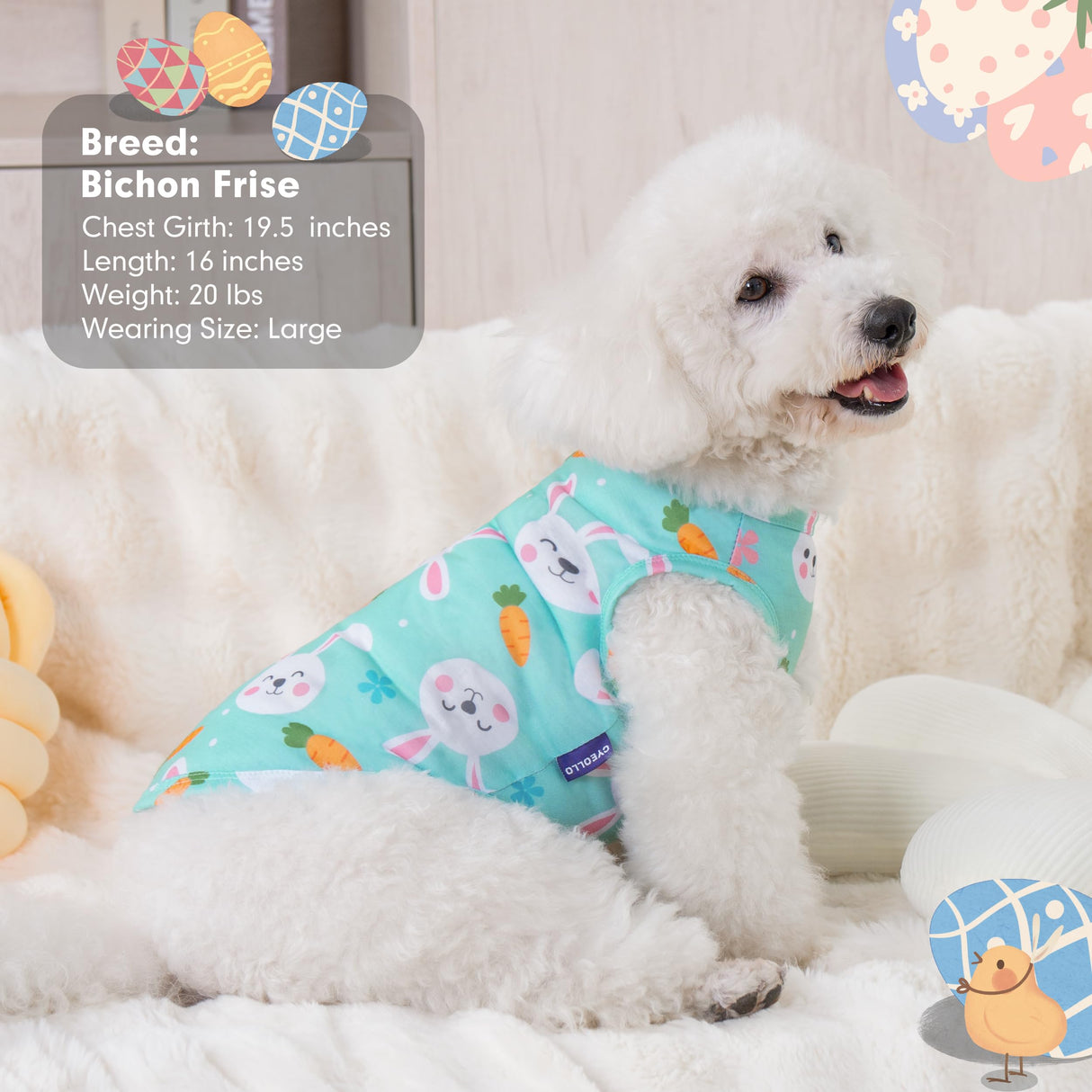 cyeollo 2pack Dog Easter Shirt for Small Puppy Dogs Outfit Soft Pet T Shirts Dog Tank Top Vest T-Shirt Rabbit Print Cat Apparel