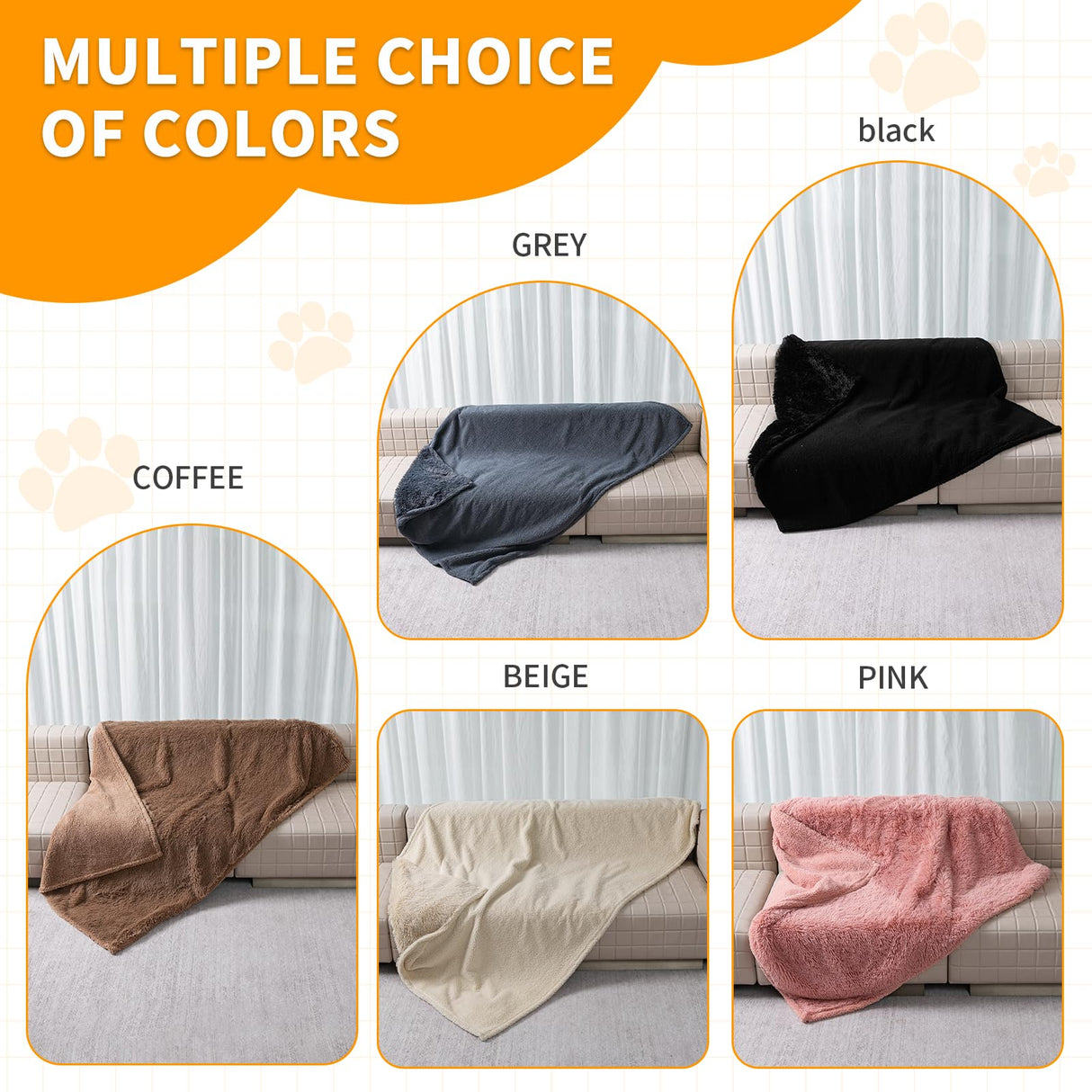Wowchine Waterproof Calming Dog Bed Covers Pets Blanket for Large Dogs Cats Brown Fluffy Long Faux Fur Pet Blankets Reversible Couch Sofa Cover Washable Love Bed Mats(Brown,XL-85x57in)
