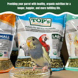 TOP's Parrot Food Bird Pellets for Small Hookbills - Non-GMO, Peanut Soy & Corn Free, USDA Organic Certified (4lbs)