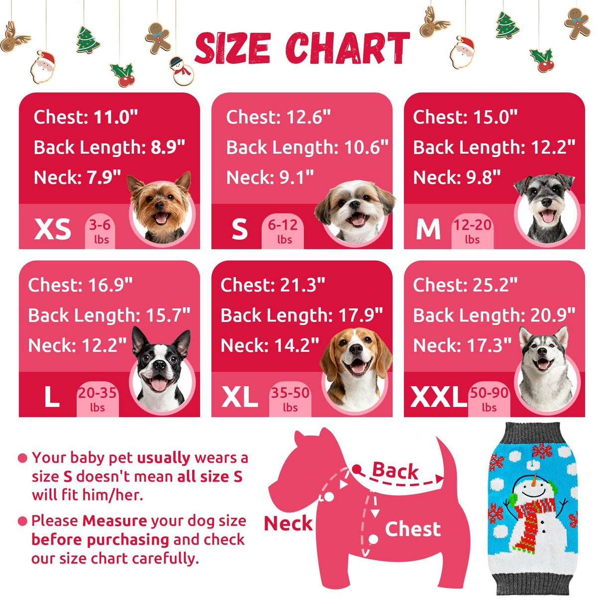 DOGGYZSTYLE Pet Christmas Dog Sweaters Cute Animal Snowman Printed Puppy Xmas Costumes Winter Warm Turtleneck Jumpers Puppy Knitted Clothes Cat Outfits (XXL, Blue Snowman)